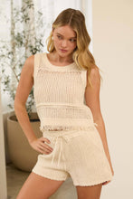 Sleeveless Crochet Top with Fringed Hem: Ivory