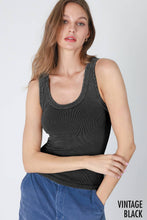 NS8258 - Vintage Reversible Ribbed Tank: Vintage Smoky Olive