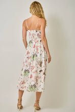 61726 Smocked Nature Print Midi Dress: Black / Large