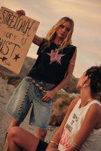 Cowgirl Star Vintage-Wash Sleeveless Graphic Tee: Charcoal / M