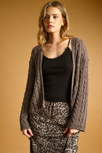 J4475   LIGHT WEIGHT CABLE KNITTED CARDIGAN: ROSE / L