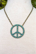Turquoise Blaze Peace Necklace- Bronze