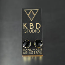 Semi Precious Hexagon Gemstone Studs (8mm gold): Pyrite