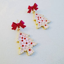 Merry And Bright Bow Tree Earrings: Pink