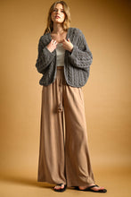 MMP469   COTTON LINEN SMOCKED WAIST PANTS WITH TASSEL: DEEP MOSSY / S