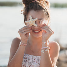 "Shimmer" Coral with Shell Hair Tie Bracelets: Medium
