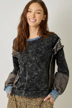 61618 Mixed Media Washed Sweatshirt: Vintage White / Large