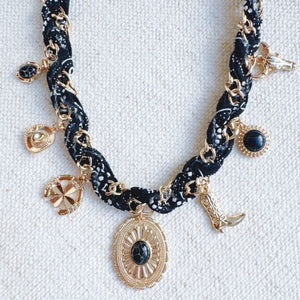 Wild West Desert Charm Scarf Necklace: Red