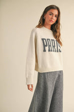 T3823   LETTER FRONT SWEATER TOP: CREAM_NY / L