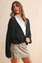 J4475   LIGHT WEIGHT CABLE KNITTED CARDIGAN: ROSE / M