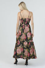 C4C84-AA26 PRINTED MAXI DRESS WITH SIDE SLIT AND POCKETS: Black / L
