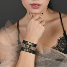 Leather Stacker Cuff w/ Freedom Eagle and Delicate Crystals: Vintage Distressed Cream