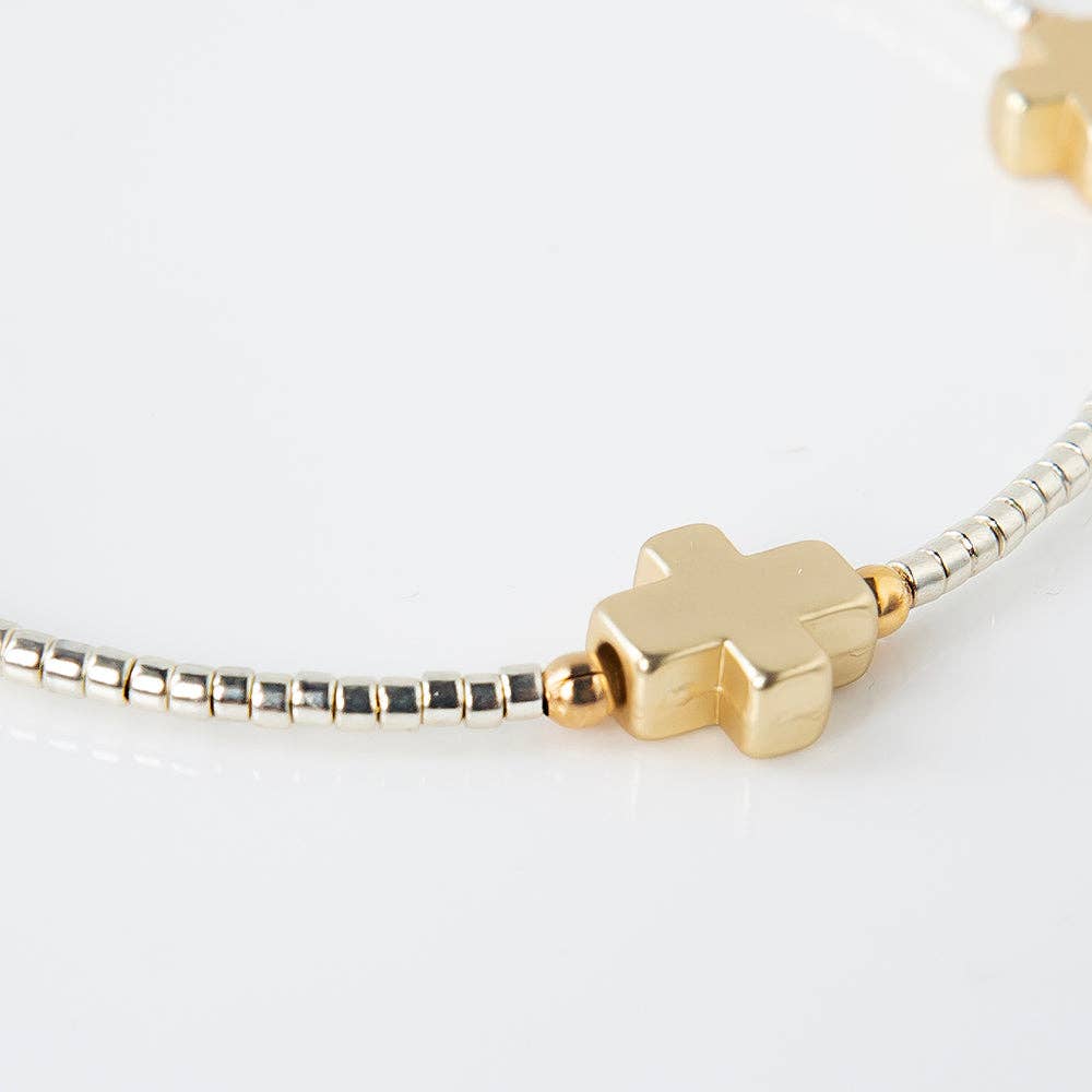 Faithful Cross Bangle-Silver