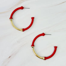 Color Coated Bamboo Hoop Earrings: Red