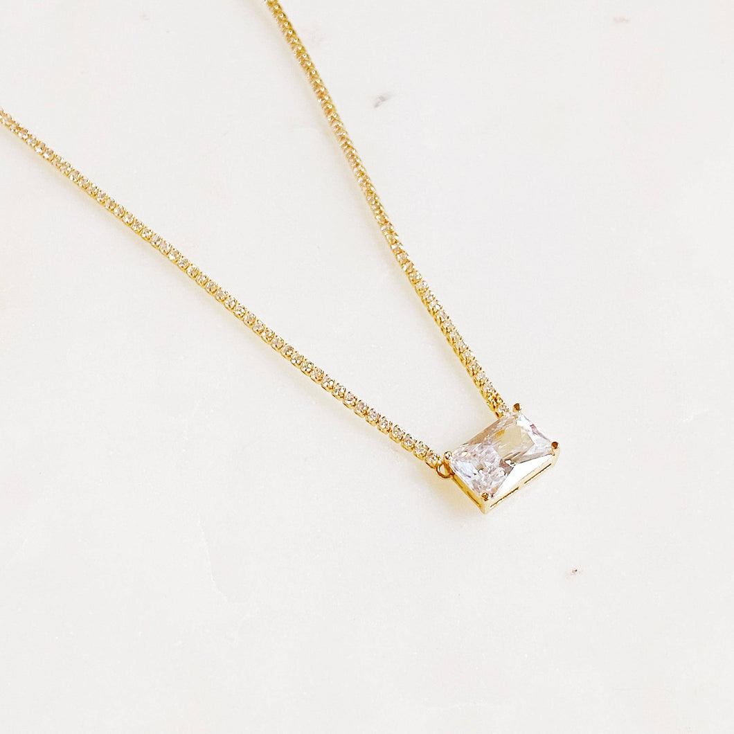 Precious Pendant Tennis Necklace: Crystal Clear