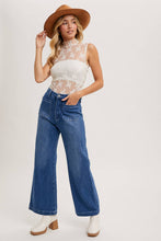 SHEER FLORAL EMBROIDERY MUSCLE-STYLE TANK: IVORY / S