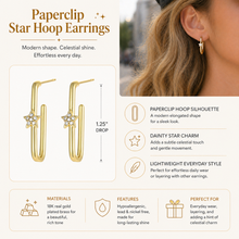 Starlight Paperclip Hoop Earrings – Dainty Gold Drop