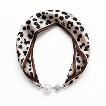 Ellison+Young Satin Twilly Scarf Necklace with Jeweled Magnetic Clasp: Luxe Equestrian Print