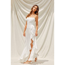 Satin Corset Open Back Ruffled Dress: CHAMPAGNE / S-M-L(3-2-1)