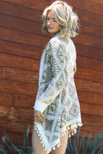 TASSEL FRINGE CARDIGAN OLIVE