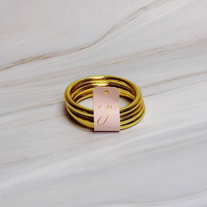 Golden Stack Luxe Bangle Set – Sleek Polished Gold-Tone Arm Candy in Classic Stacking Style