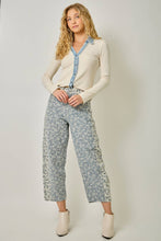60719 Washed Thermal Button Down Top: Melange Grey / Large