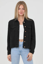 SJ919-ASIS WASHED DENIM TENCEL BUTTON FRONT JACKET: DENIM / S