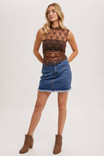 SHEER FLORAL EMBROIDERY MUSCLE-STYLE TANK: IVORY / S