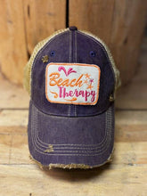 Beach Therapy Distressed Mesh Snapback Baseball Cap: Purple