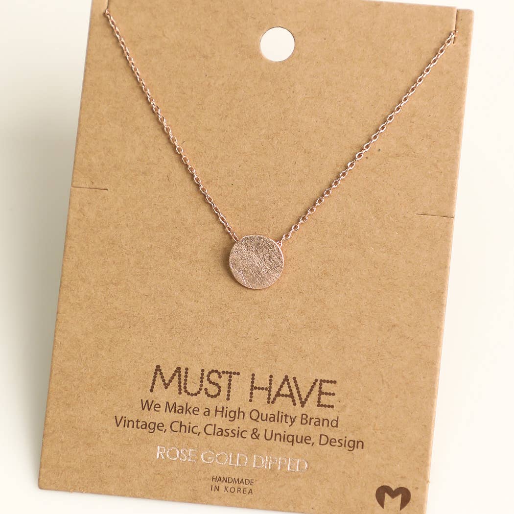 Solid Circular Pendant Necklace: R