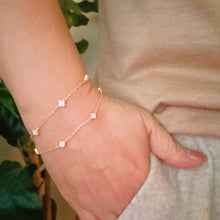Petite Clover Layered Chain Bracelet: Blush Pink