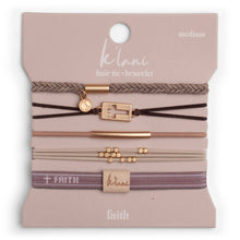 "Faith" Warm Neutrals with Gold Cross Hair Tie Bracelets: Small