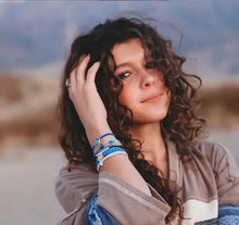 "Resist" Blue Evil Eye Hair Tie Bracelets: Medium