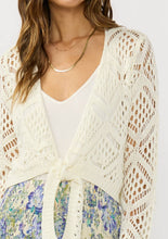 Open Crochet Tie Front Top: VANILLA / S