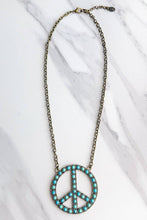 Turquoise Blaze Peace Necklace- Bronze