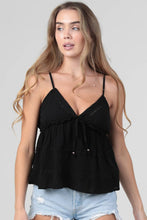 C2C99-ASIS LACE TRIM TIERED CAMI TANK TOP WITH TIE: DESERT SAGE / S