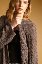 J4475   LIGHT WEIGHT CABLE KNITTED CARDIGAN: ROSE / L