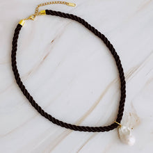 Satin Rope Baroque Pearl Necklace: Black