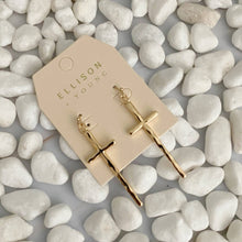 Slim And Stylish Cross Earrings: Gold