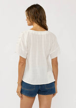 Half Button Front Gauze Top with Lace Trims: OFF WHITE / L