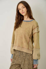 61618 Mixed Media Washed Sweatshirt: Vintage White / Large
