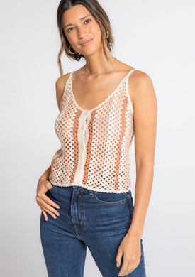 Coastal Striped Crochet Tank