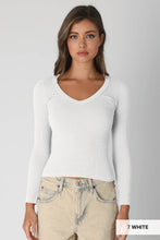 NS8314- Deep V Neck LS Top: 2218 Blue Opal