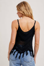 CROCHET FRINGE SLEEVELESS TOP: Black