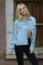 SJ919-ASIS WASHED DENIM TENCEL BUTTON FRONT JACKET: DENIM / M