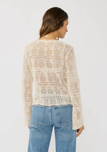 V-Neck Crochet Knit Top: NATURAL / L