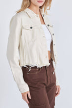 Cream Cropped Frayed Fitted Jacket