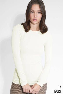 Long Sleeve Crew Neck Top Ivory