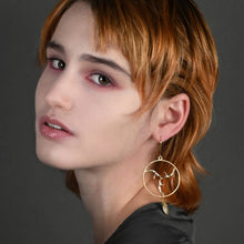 Triple Goddess Brass Cast Hoops w/ Semi Precious Tear Drop: Amethyst