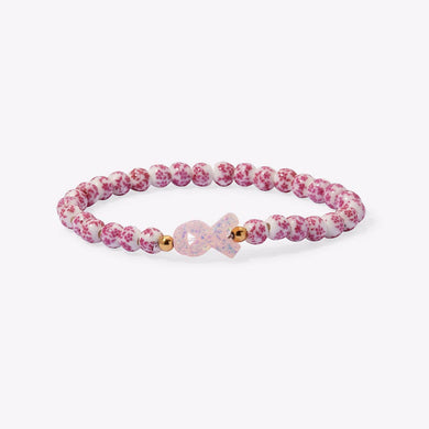 Holy Water Porcelain Pink Ribbon Bracelet Waterproof Gold